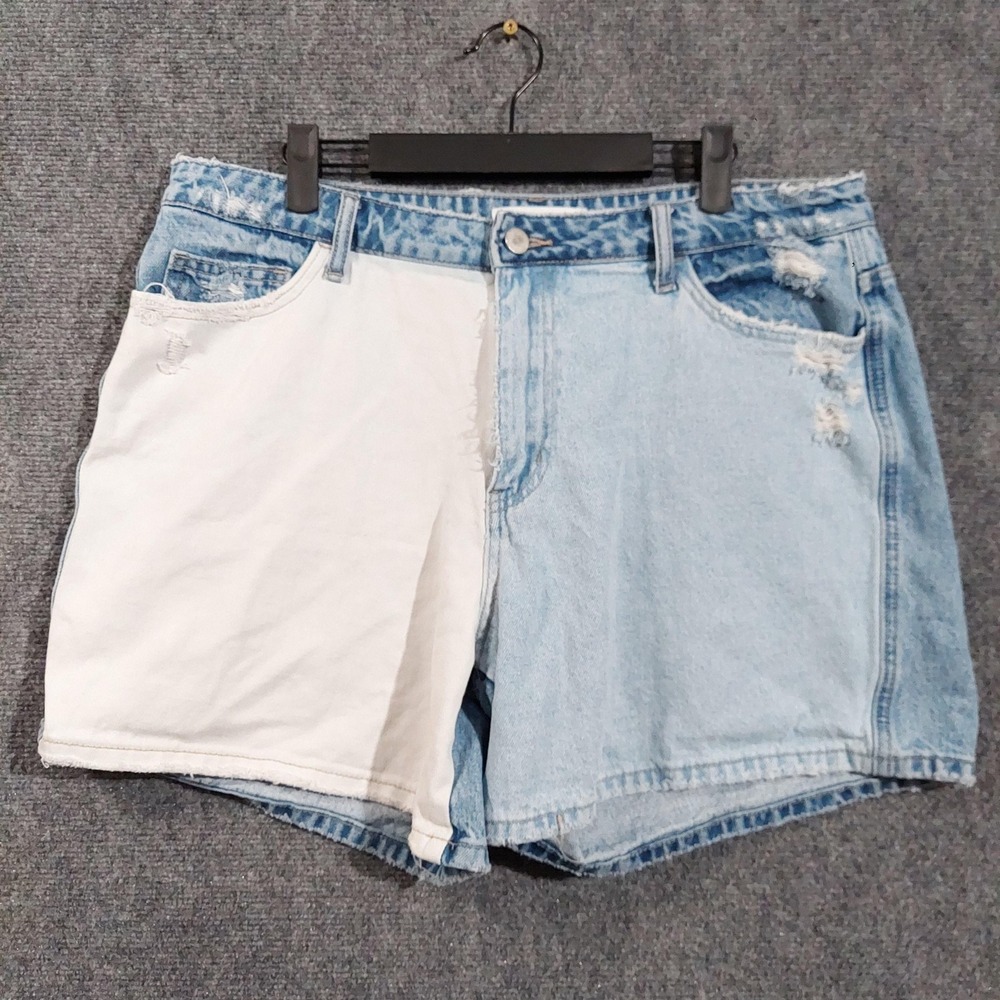 Flying Monkey Shorts Womens 32 Colorblock Denim Cut Off Distressed High Rise